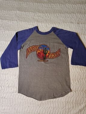 Marshall Raglan Tee - Gray Body with Blue Sleeves